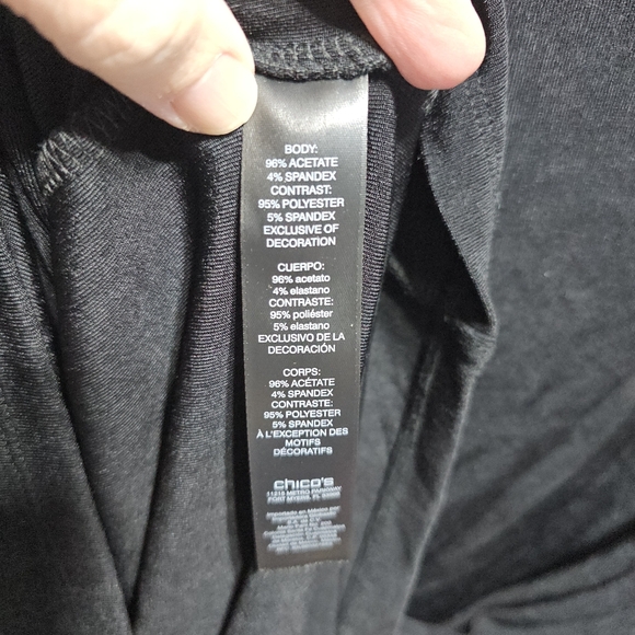 Chico's Travelers Women's Black Mesh Upper Bodice Sleeves Gold Dress Size XL 16. - Picture 8 of 10